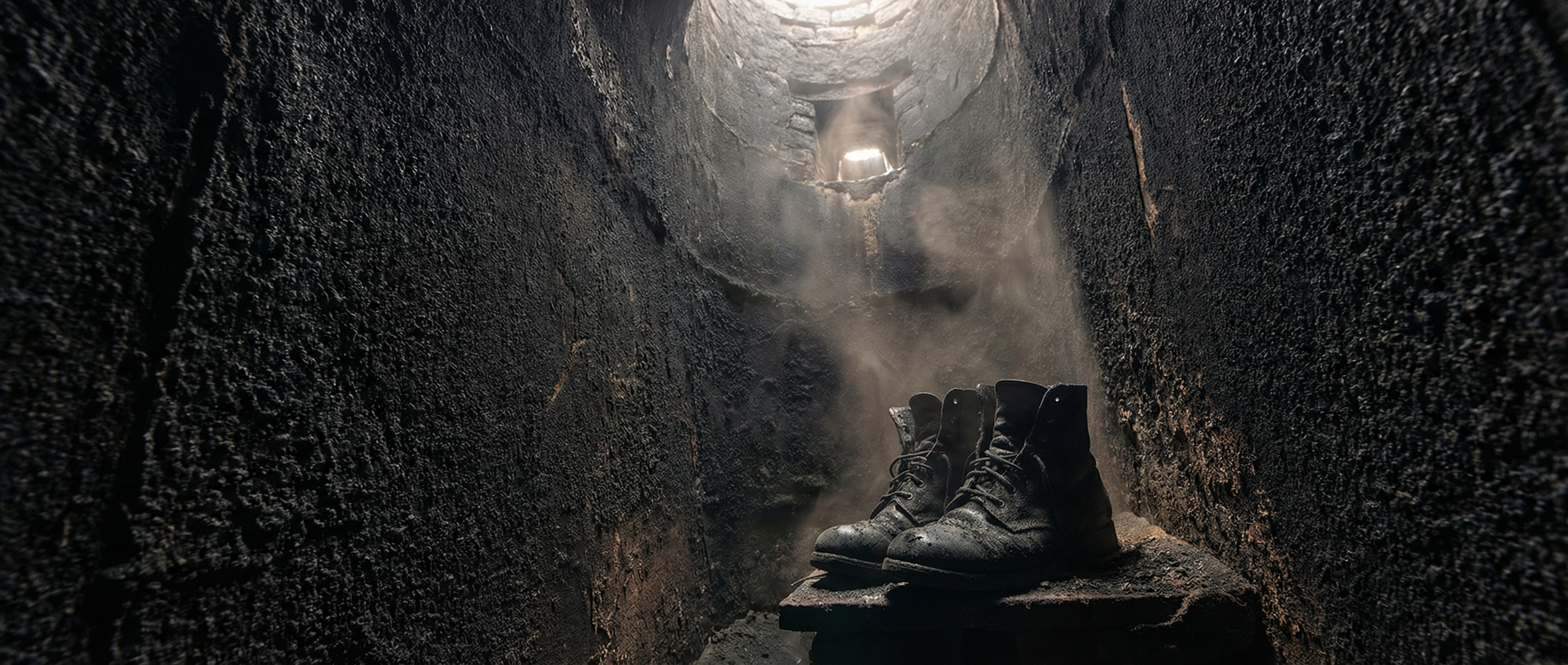 Chimney interior with soot